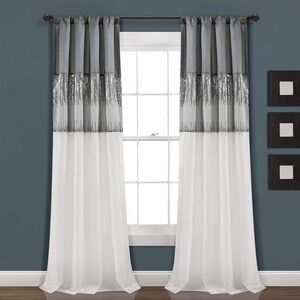 Lush Décor Night Sky One Panel Curtain 42"x95" Gray White Sequins Polyester